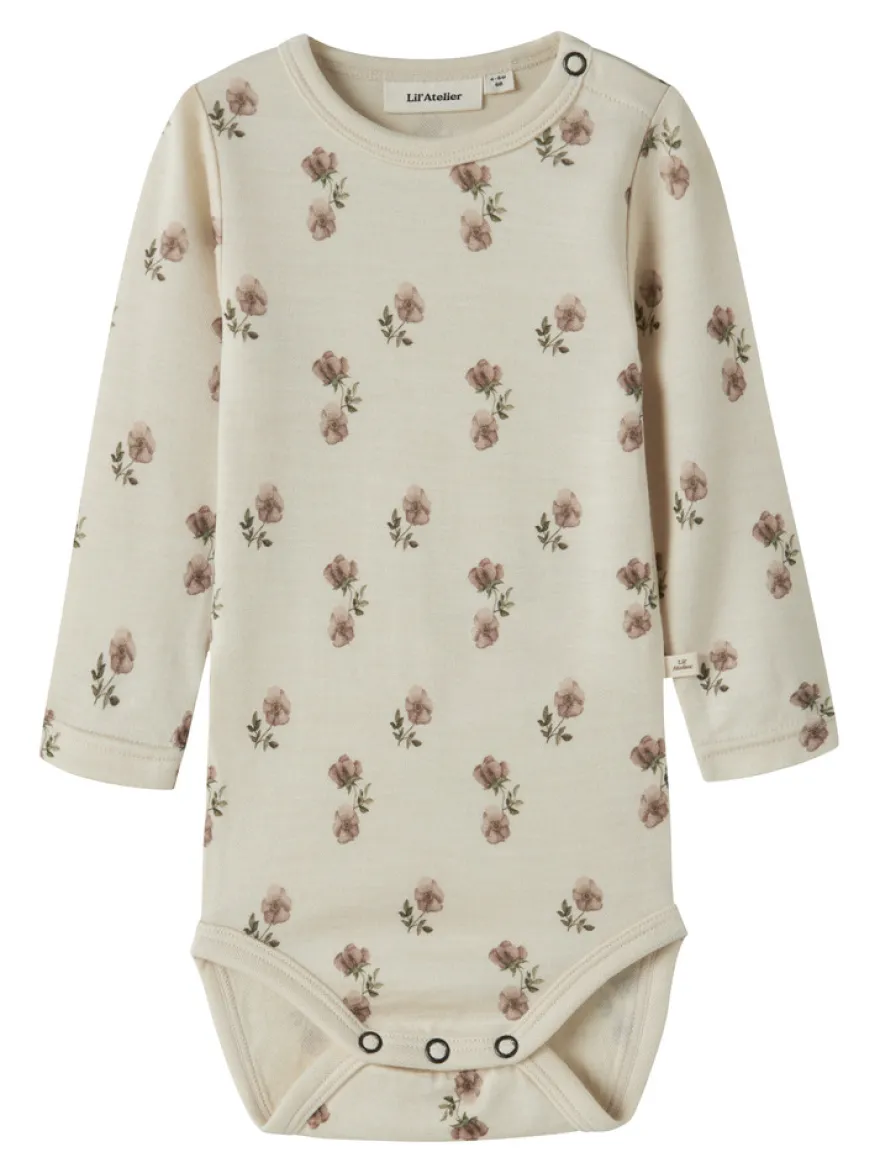 Lil' Atelier Nilo Nun Långärmad Ull Slim Body - Turtledove