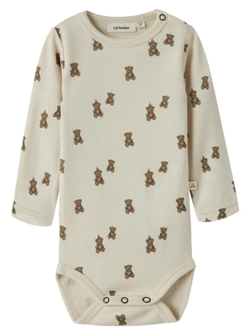 Lil' Atelier Nilo Nun Långärmad Ull Slim Body - Turtledove
