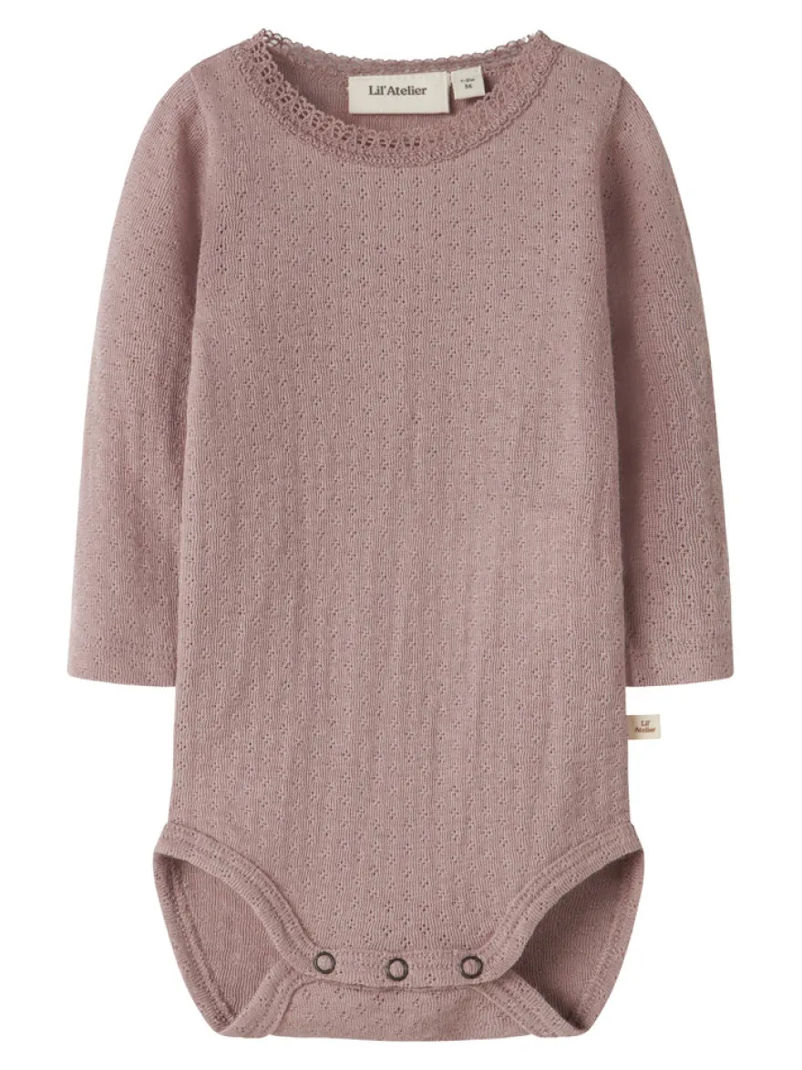 Lil' Atelier Nora Ned Ull Silke Långärmad Slim Body - Fawn