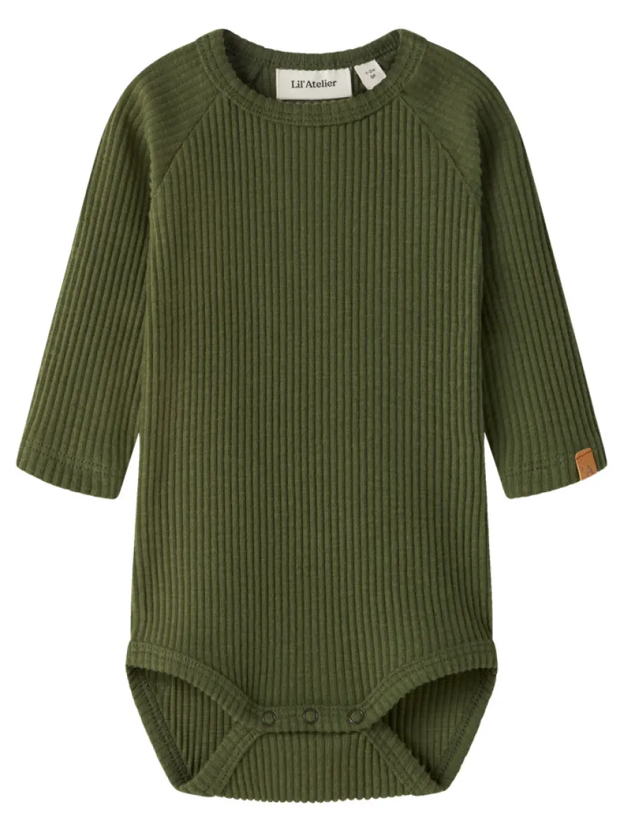 Lil' Atelier Rajo Meb Långärmad Body - Cypress