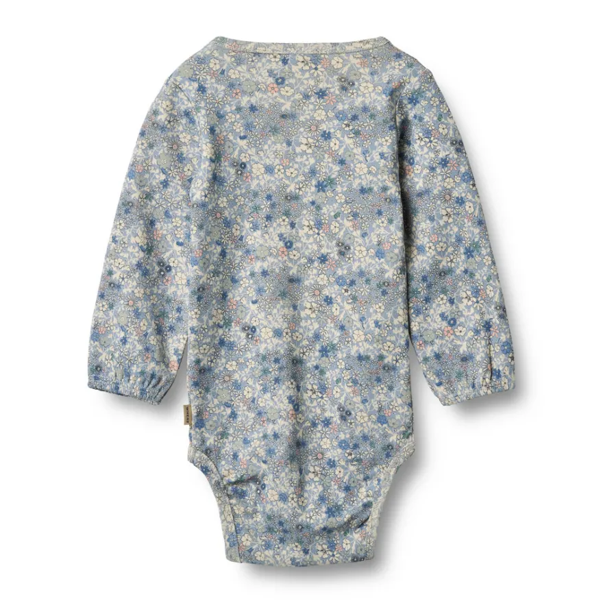 Långärmad Body Elmine - Blue Summer Flowers