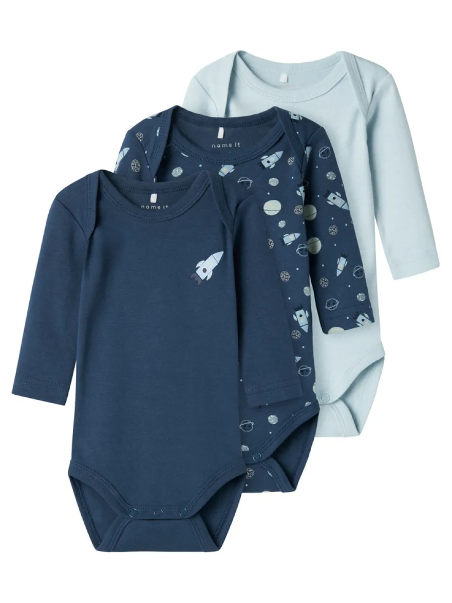 Långärmad Body 3-Pack - Dark denim