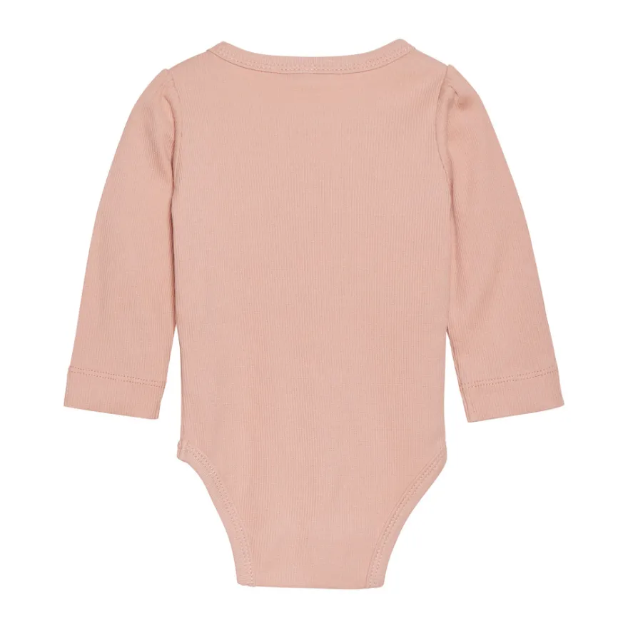 Långärmad Body Ribbad - Mahogany Rose