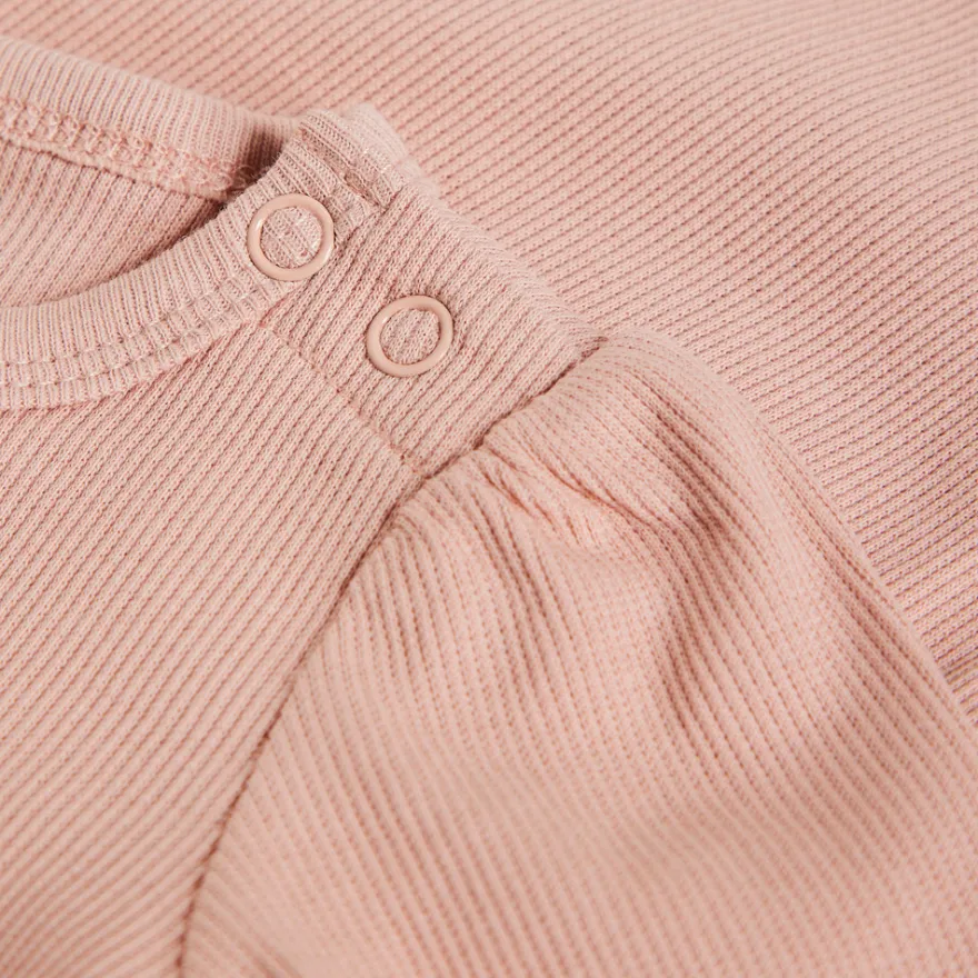 Långärmad Body Ribbad - Mahogany Rose