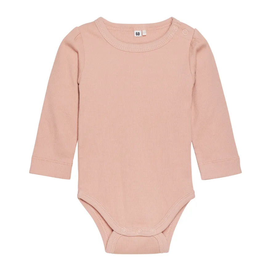 Långärmad Body Ribbad - Mahogany Rose