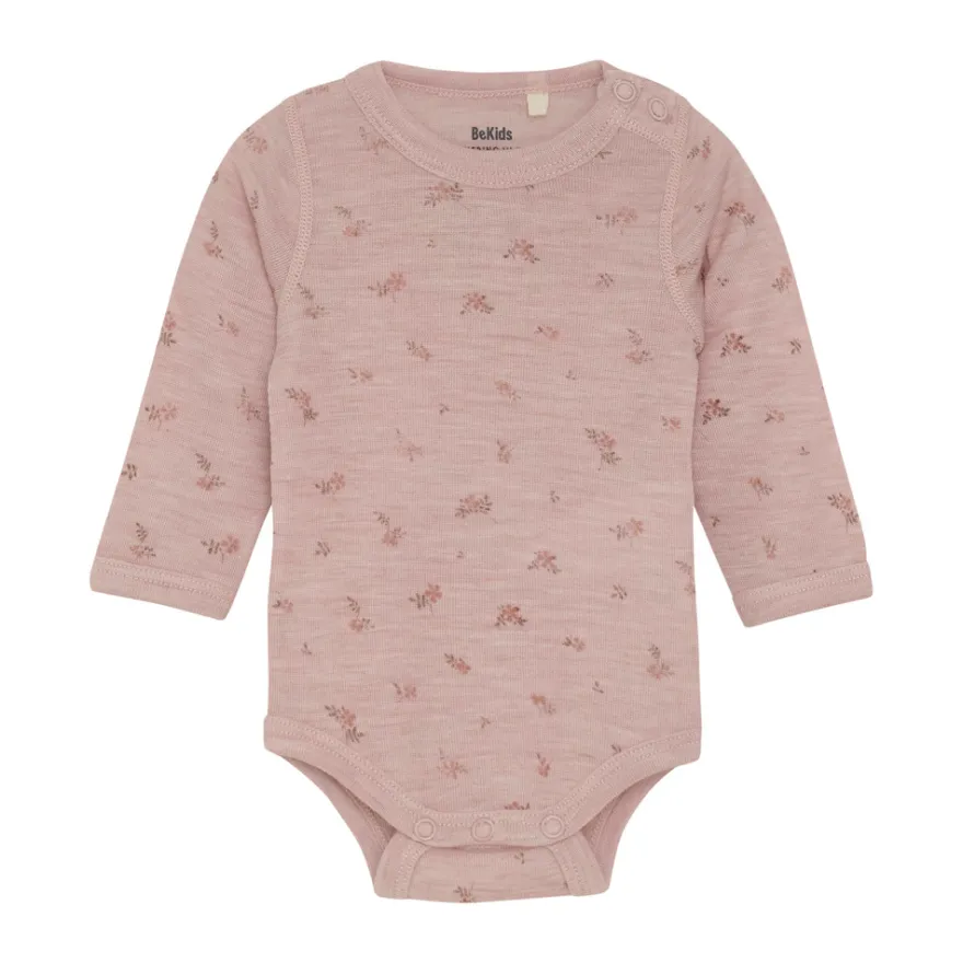 Långärmad Body Ull AOP - Starling Melange