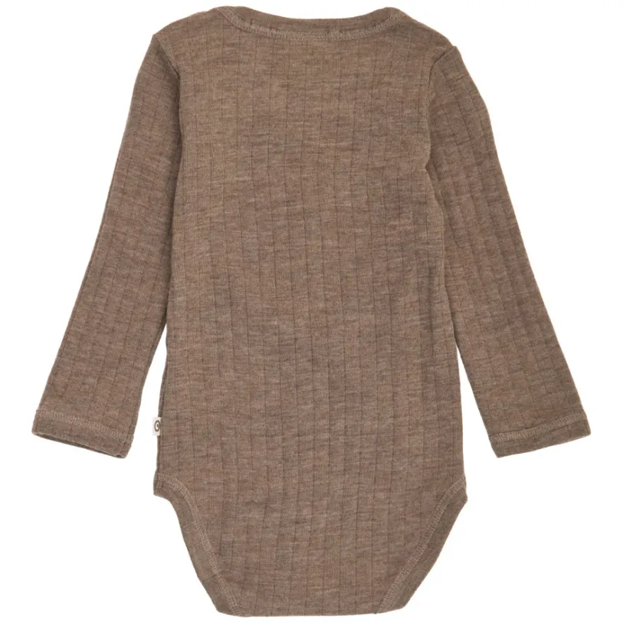 Långärmad Body Woolly Merinoull - Walnut Melange