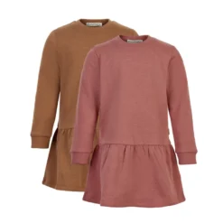 Långärmad Klänning 2-pack - Brun/Rosa