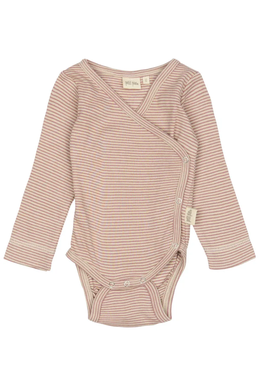 Långärmad Omlottbody Dian - Nostalgic Rose/Dark Off White