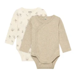 Långärmad Omlottbody 2-pack - Silver Mink Melange