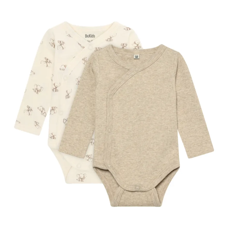 Långärmad Omlottbody 2-pack - Silver Mink Melange