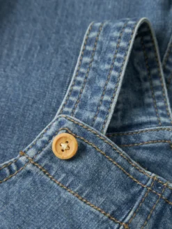 Lou Denim Hängselbyxor - Medium Blue Denim