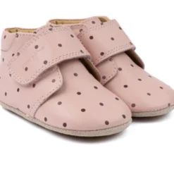 Lära-gå-skor Velcro Print - Dusty Rose Dot