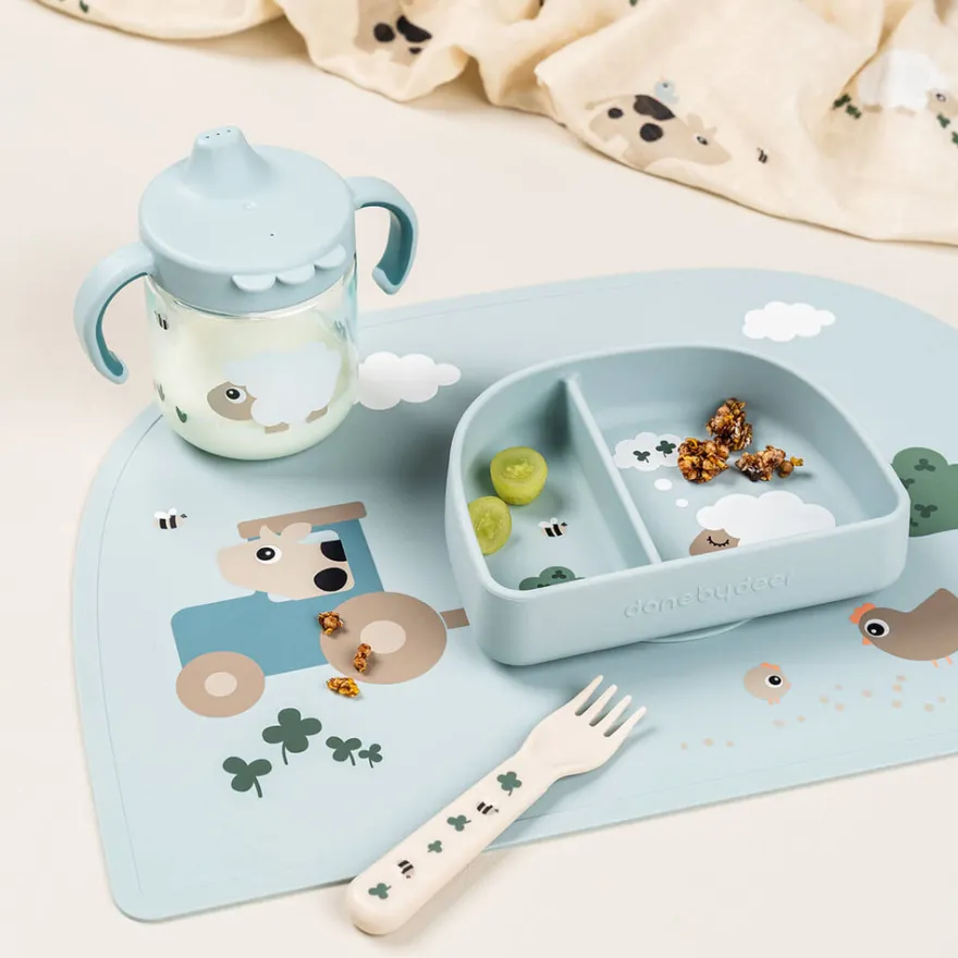 Lärande pipkopp 2 handtag Tiny farm Blå
