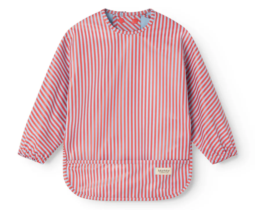 MarMar Copenhagen Apron Långärmad Haklapp - Blue Red Stripes