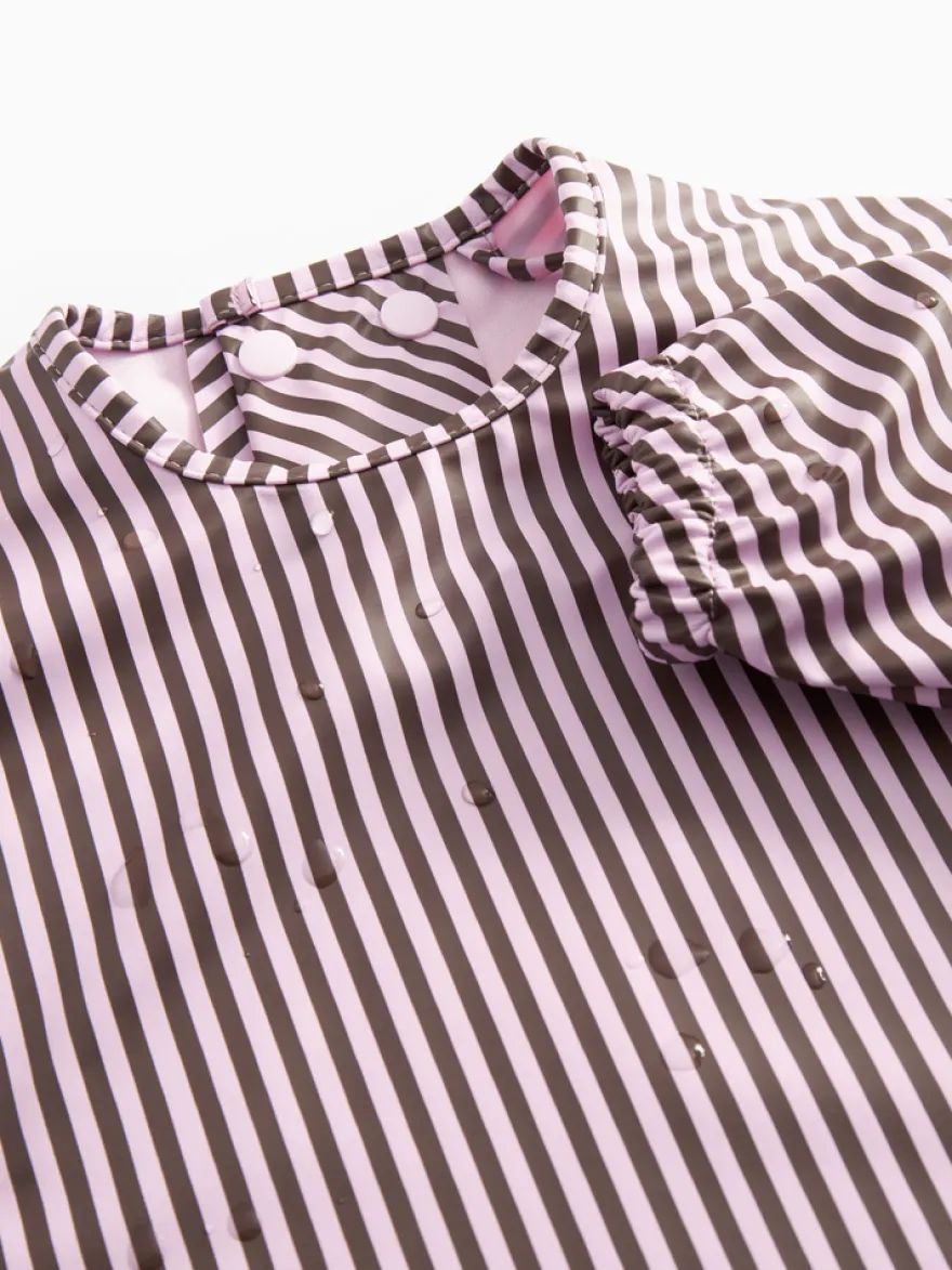 MarMar Copenhagen Apron Långärmad Haklapp - Pink Brown Stripes