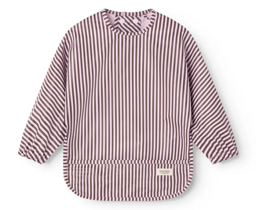MarMar Copenhagen Apron Långärmad Haklapp - Pink Brown Stripes