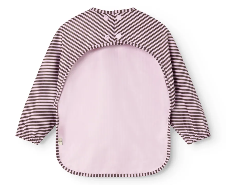 MarMar Copenhagen Apron Långärmad Haklapp - Pink Brown Stripes