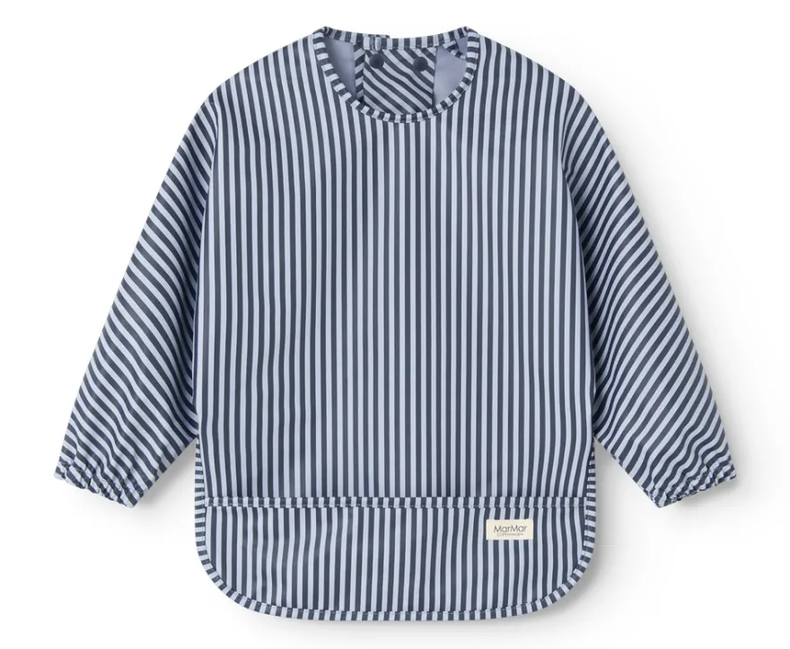 MarMar Copenhagen Apron Långärmad Haklapp - Blue Stripes