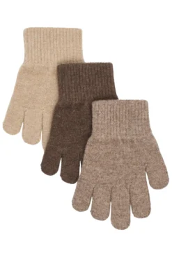 Mikk-Line Magiska Handskar, 3-pack - Beige Melange-Melange Denver-Brown Melange