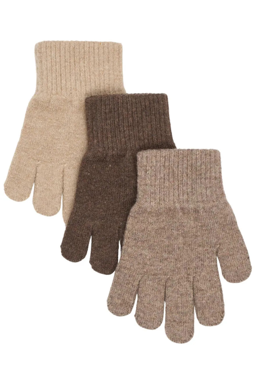 Mikk-Line Magiska Handskar, 3-pack - Beige Melange-Melange Denver-Brown Melange