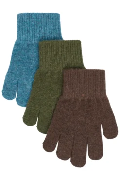 Mikk-Line Magiska Handskar, 3-pack - Blue Mirage-Kombu Green-Coffee Bean