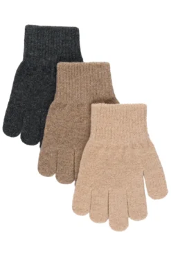 Mikk-Line Magiska Handskar, 3-pack Med Lurex - Rose Melange-Melange Denver-Dark Gray Melange