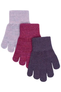 Mikk-Line Magiska Handskar, 3-pack Med Lurex - Plum Perfect-Catawaba Grape-Purple Sage