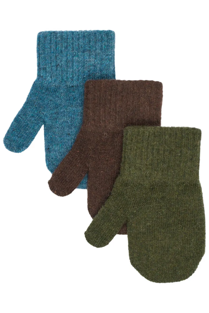 Mikk-Line Magiska Vantar, 3-pack - Blue Mirage-Kombu Green-Coffee Bean