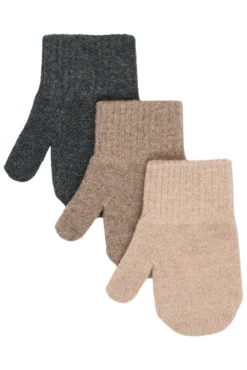Mikk-Line Magiska Vantar, 3-Pack Med Lurex - Rose Melange-Melange Denver-Dark Gray Melange