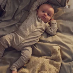 Mini Stripe Rib Jummpsuit - Balsam Cream/Walnut