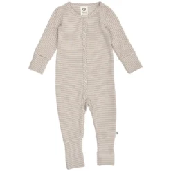 Mini Stripe Rib Jummpsuit - Balsam Cream/Walnut