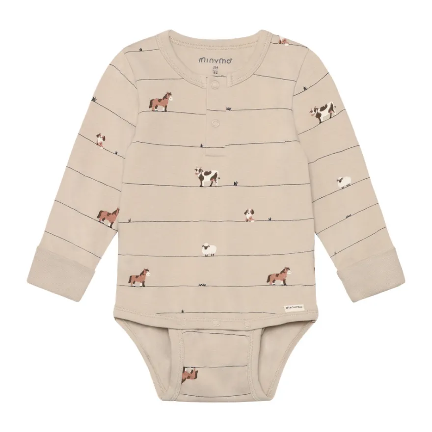 Minymo Långärmad Body - Feather Gray