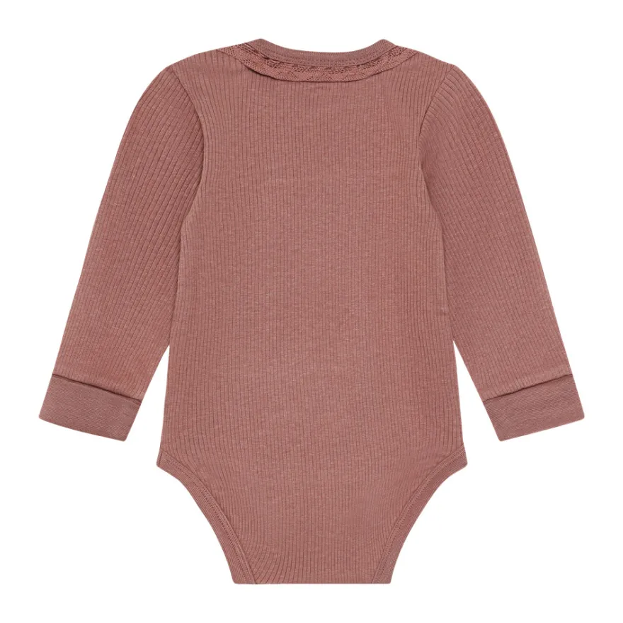 Minymo Långärmad Rib Body - Burlwood