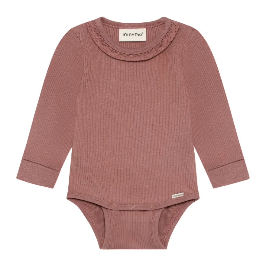 Minymo Långärmad Rib Body - Burlwood