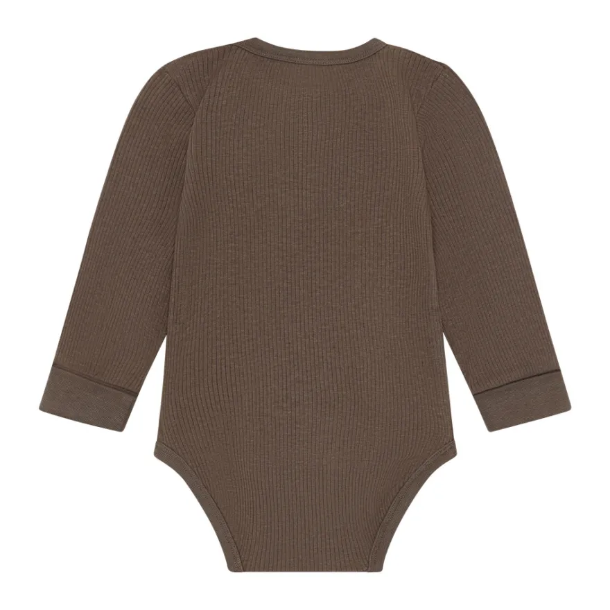 Minymo Långärmad Rib Body - Chocolate Chip