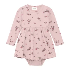 Minymo Långärmad Rib Bodyklänning - Fawn