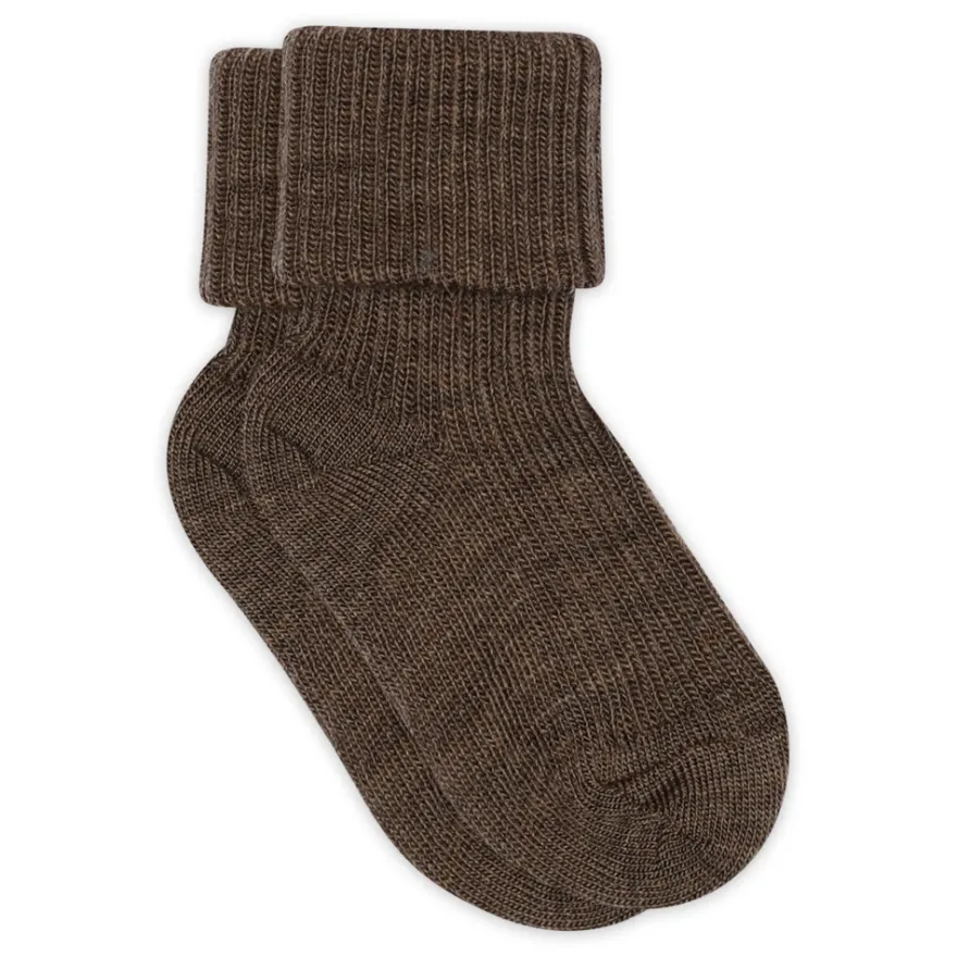 MP Denmark Ullankelstrumpor Rib - Brown Melange