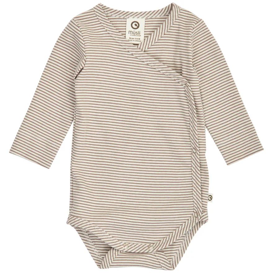 Müsli Mini Stripe Rib Body - Balsam Cream/Walnut