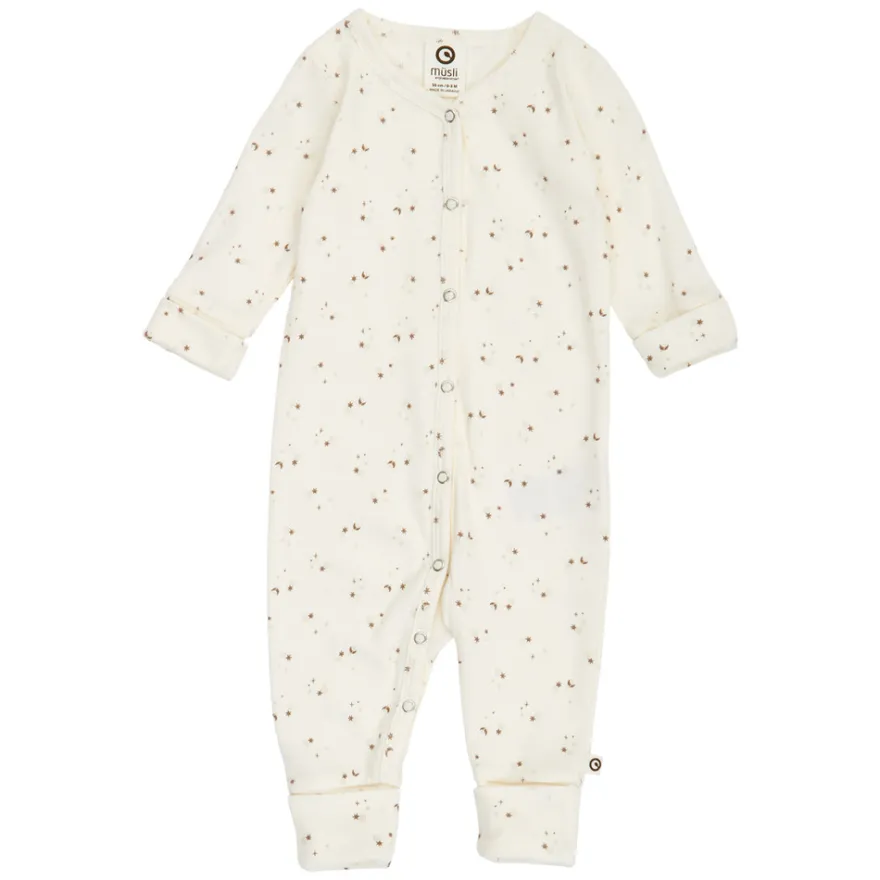Müsli Sparkle Rib Jummpsuit Med Fot - Balsam Cream/Walnut/Oat