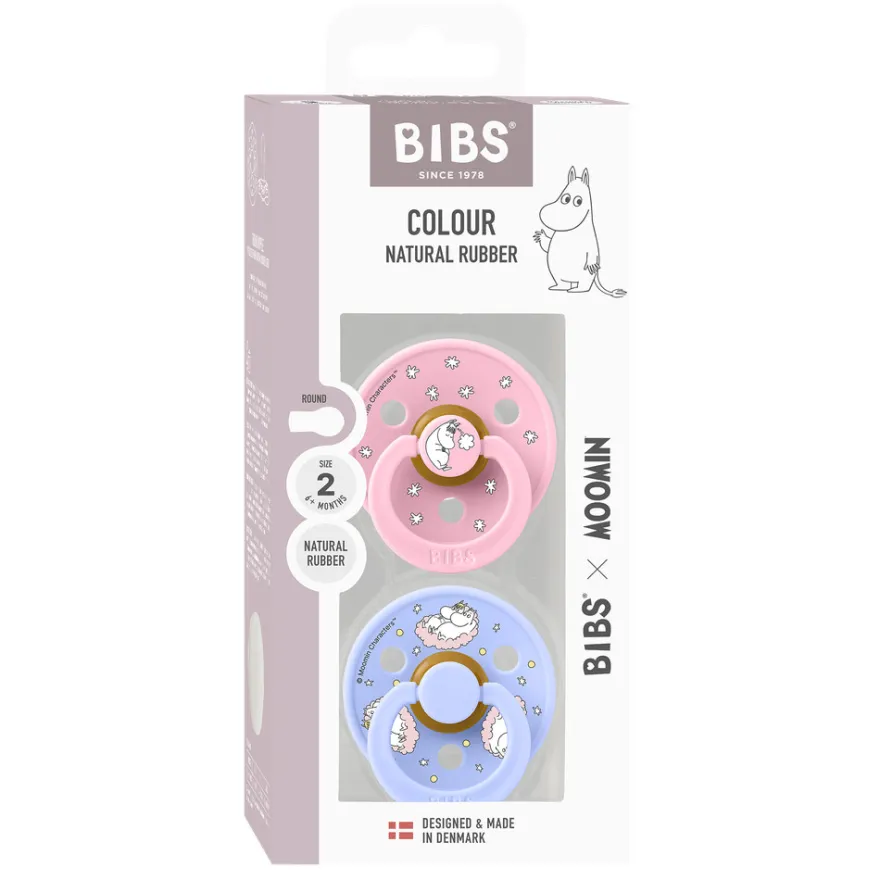 Mumin Colour 2-Pack Napp Latex stl 2 - Baby Pink