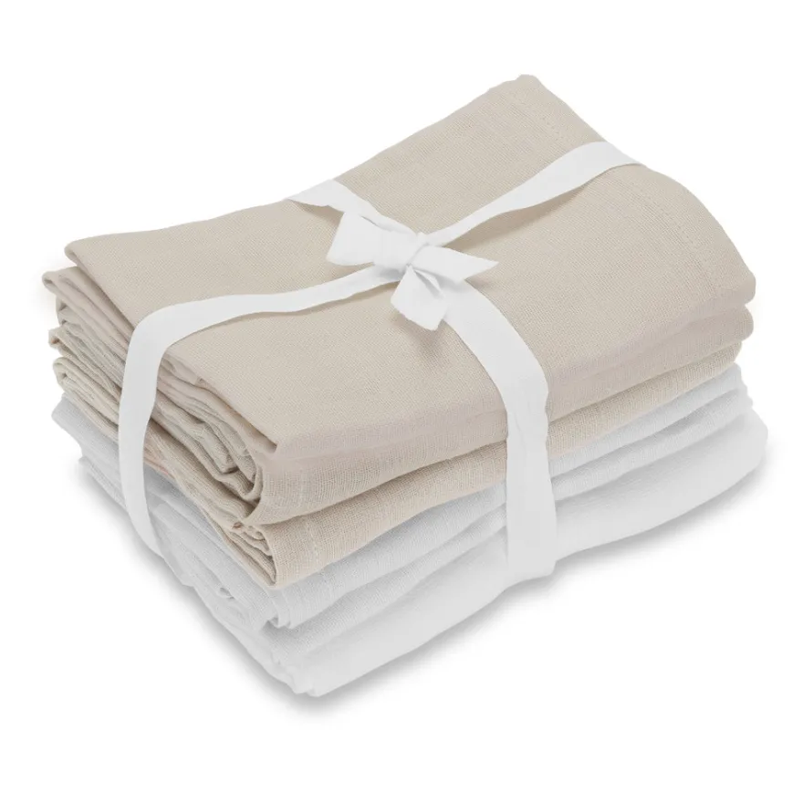 Muslinfilt 4-pack - White & Oyster Grey - Oeko-Tex