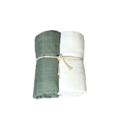 Muslinfilt 2-pack 115x115cm - Vit/Grön