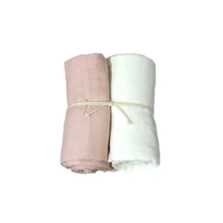 Muslinfilt 2-pack 70x70cm - Vit/Rosa