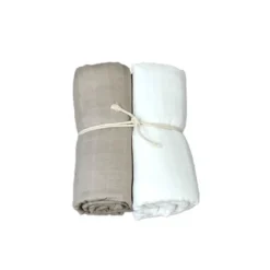 Muslinfilt 2-pack 70x70cm - Vit/Sand