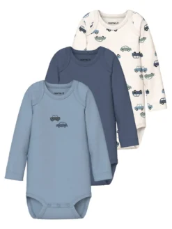 Name It Bilar Långärmad Body 3-Pack - Jet Stream