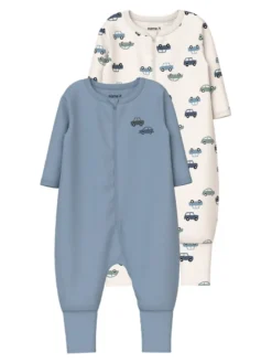 Name It Bilar Pyjamas m. Dragkedja 2-Pack - Jet Stream