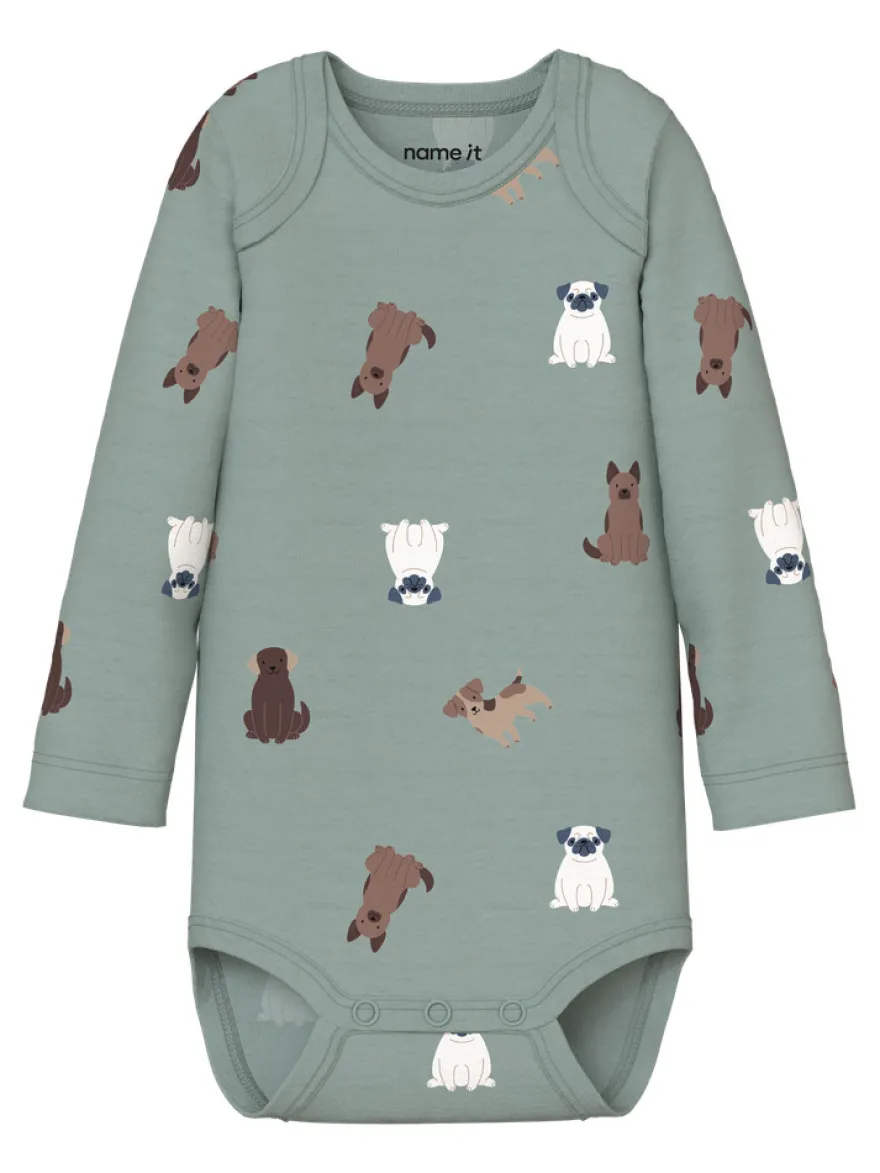Name It Hund Långärmad Body 3-Pack - Green Milieu