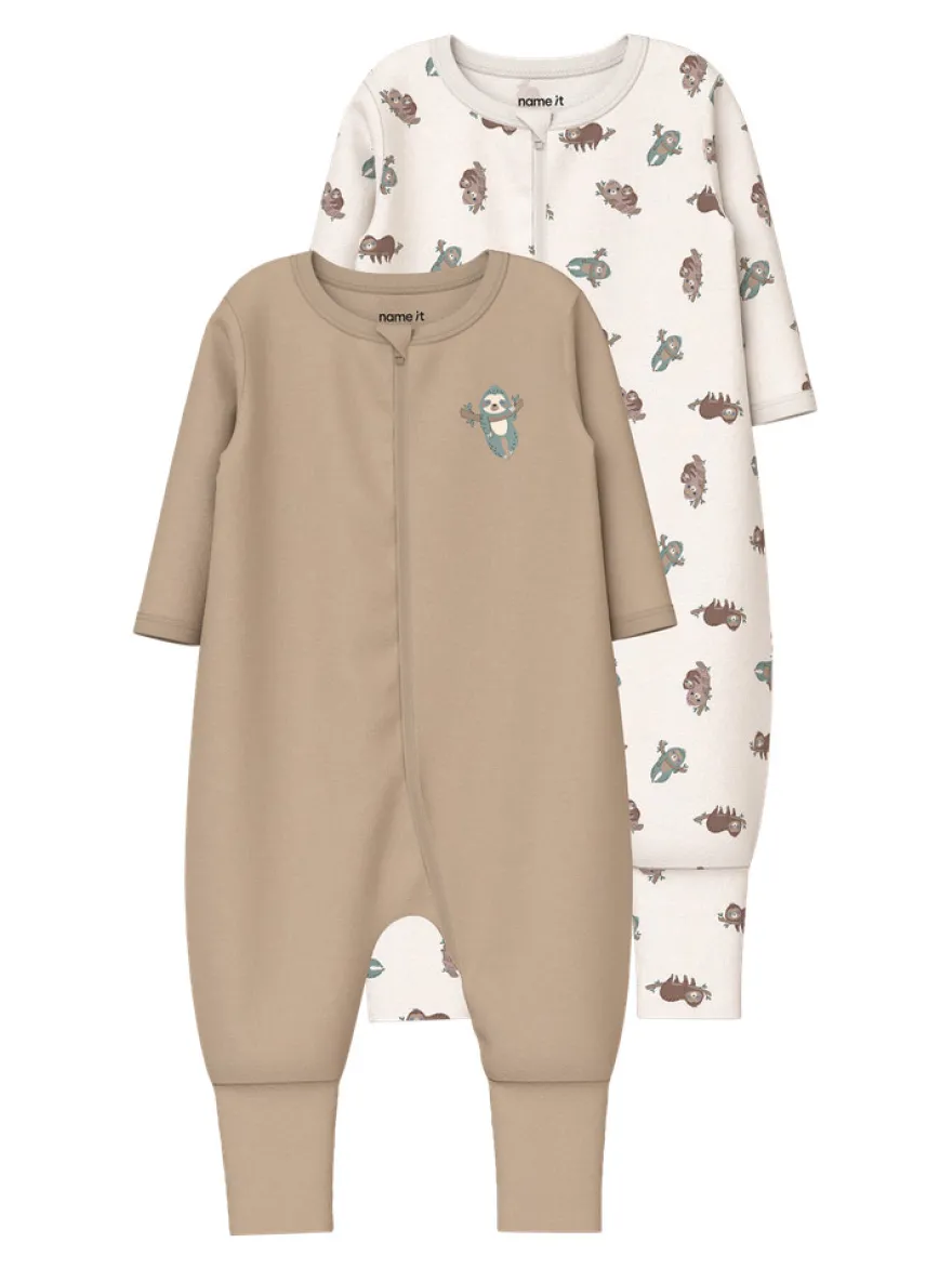 Name It Sengångare Pyjamas m. Dragkedja 2-Pack - Jet Stream
