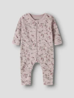Name It Violetblomt Pyjamas m. Dragkedja 2-Pack - Violet Ice